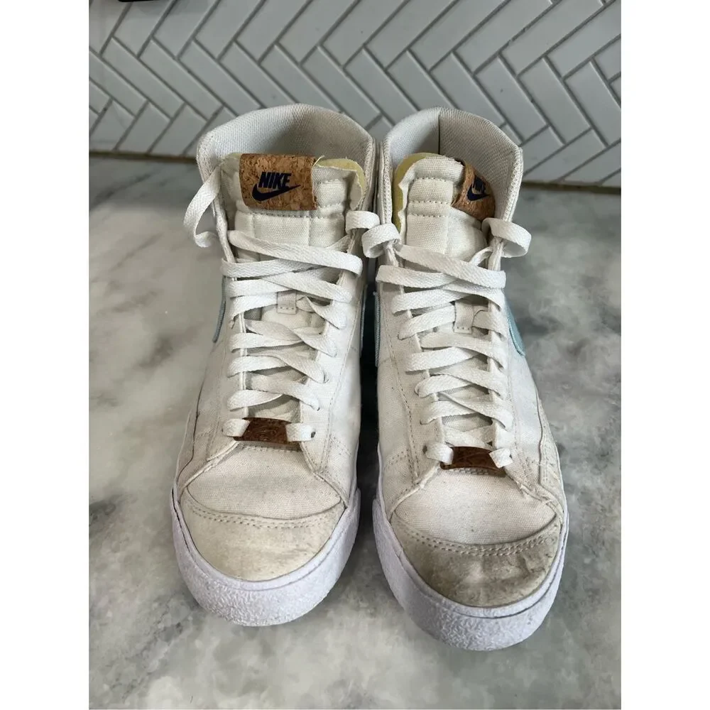 Womens Nike Blazer Mid 77 Indigo Canvas Athletic Shoes High Top Shoes Size 8
